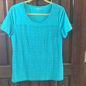 Croft&Barrow Blue Pullover Short Sleeve Shirt Top